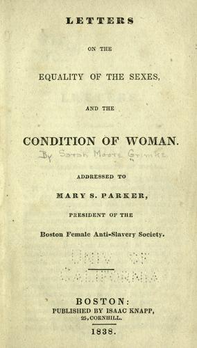 Cover of Letters on the equality of the sexes, and the condition of woman