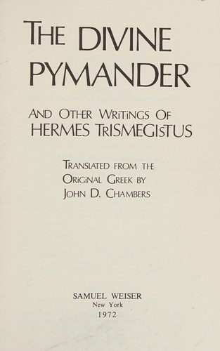 Cover of The divine Pymander, and other writings of Hermes Trismegistus