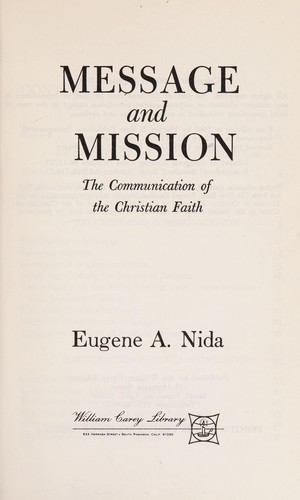 Cover of Message and mission