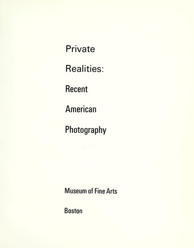 Cover of Private realities: recent American photography