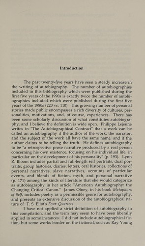 Cover of Autobiographies by Americans of Color, 1980-1994
