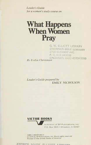 Cover of Leader's Guide for a Women's Study Course on What Happens when Women Pray, by Evelyn Christenson