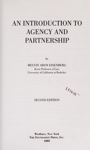 Cover of An introduction to agency and partnership