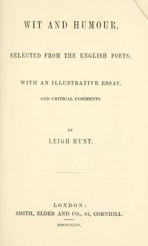 Cover of Wit and humour, selected from the English poets