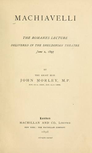 Cover of Machiavelli