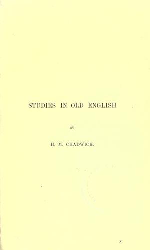 Cover of Studies In Old English
