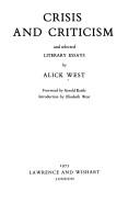 Cover of Crisis and criticism, and selected literary essays