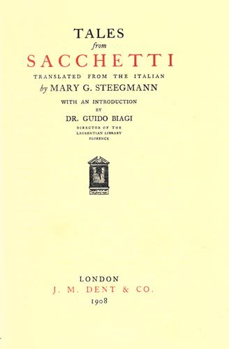 Cover of Tales from Sacchetti