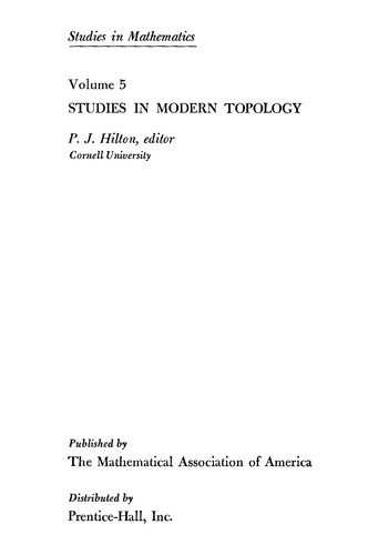 Cover of Studies in Modern Topology