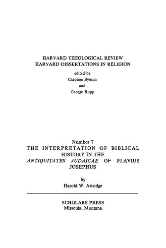 Cover of The interpretation of Biblical history in the Antiquitates Judaicae of Flavius Josephus