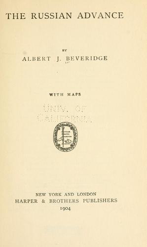 Cover of The Russian advance