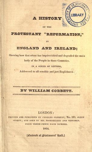 Cover of A history of the Protestant Reformation in England and Ireland