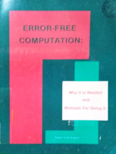 Cover of Error-free computation