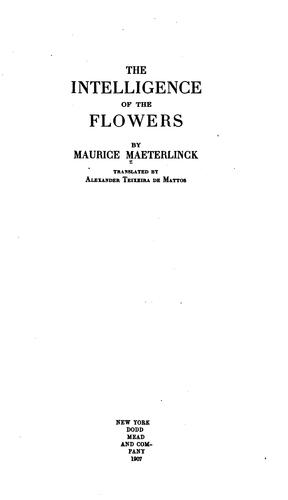 Cover of The intelligence of the flowers