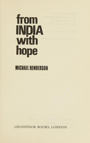 Cover of From India with Hope