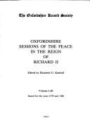 Cover of Oxfordshire sessions of the peace in the reign of Richard II