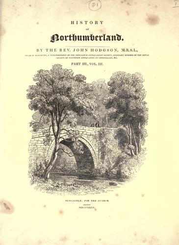 Cover of A history of Northumberland