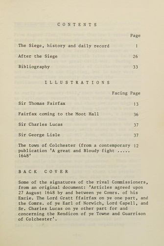 Cover of The siege of Colchester, 1648