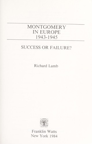 Cover of Montgomery in Europe, 1943-1945