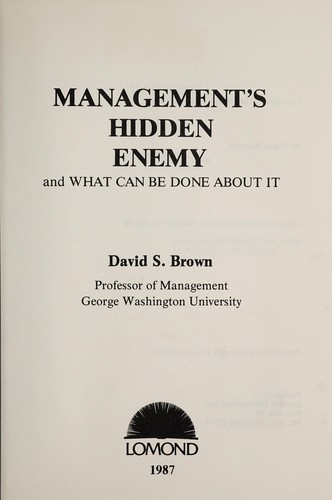 Cover of Management's hidden enemy