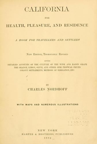 Cover of California, for health, pleasure, and residence