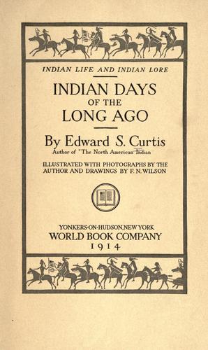 Cover of Indian days of the long ago