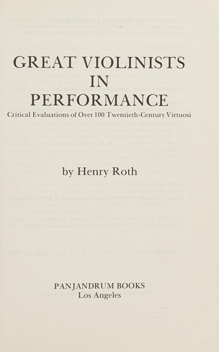 Cover of Great violinists in performance