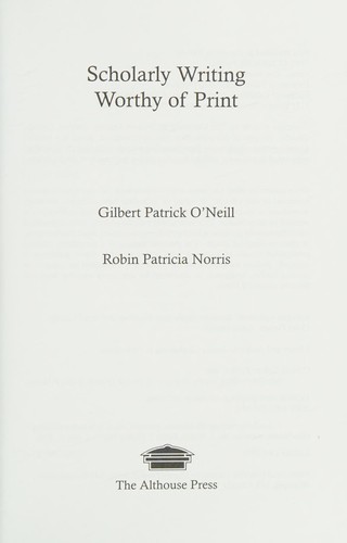 Cover of Scholarly writing worthy of print