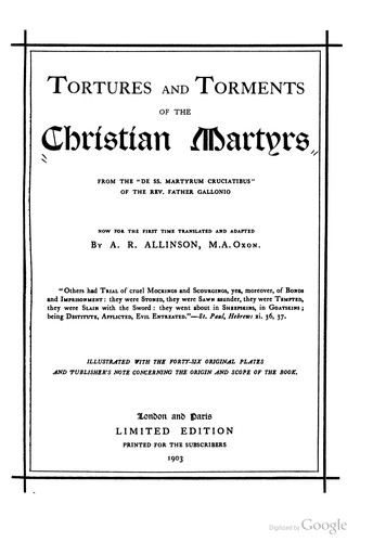 Cover of Tortures and Torments of the Christian Martyrs
