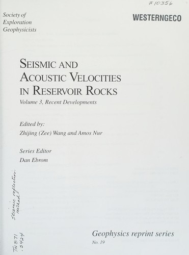 Cover of Seismic and acoustic velocities in reservoir rocks