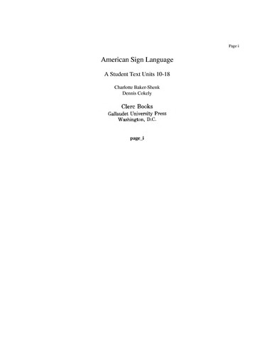 Cover of American sign language