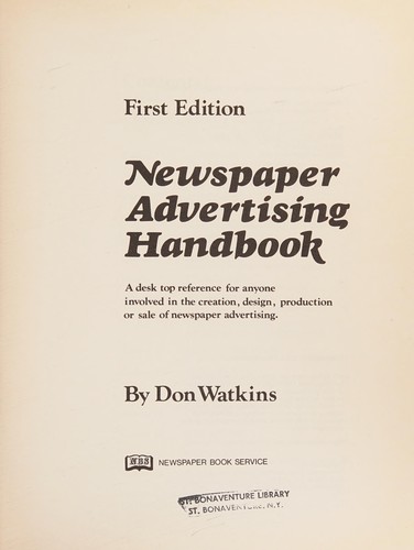 Cover of Newspaper advertising handbook
