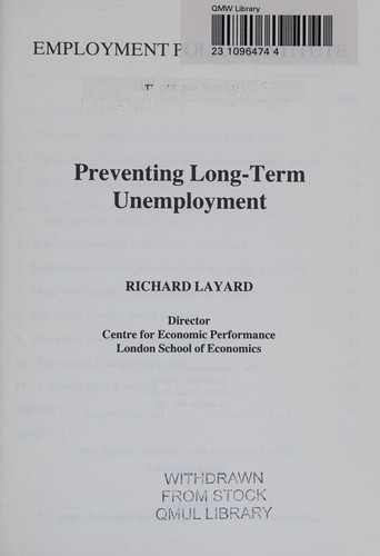 Cover of Preventing long-term unemployment