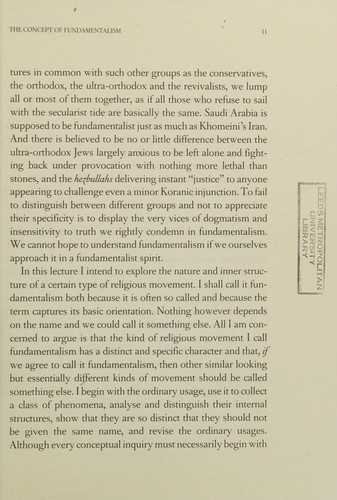 Cover of The concept of fundamentalism