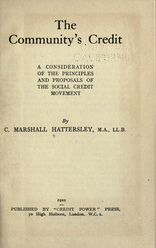 Cover of The community's credit