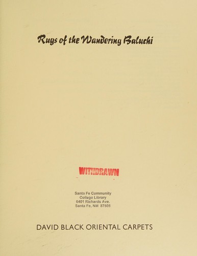 Cover of Rugs of the wandering Baluchi