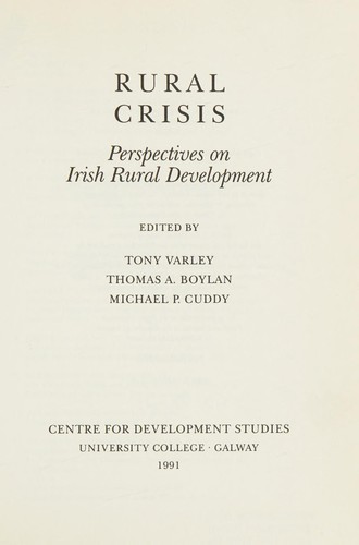 Cover of Rural crisis