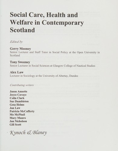 Cover of Social Care Health and Welfare in Contempo