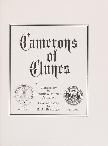 Cover of Camerons of Clunes
