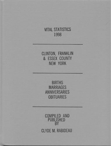 Cover of 1998 vital statistics, Clinton, Franklin & Essex County, New York