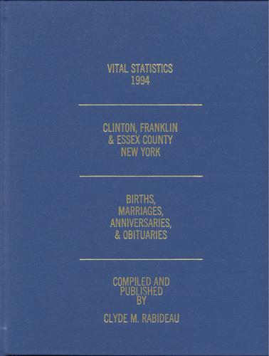 Cover of 1994 Vital Statistics, Clinton, Franklin & Essex County, New York