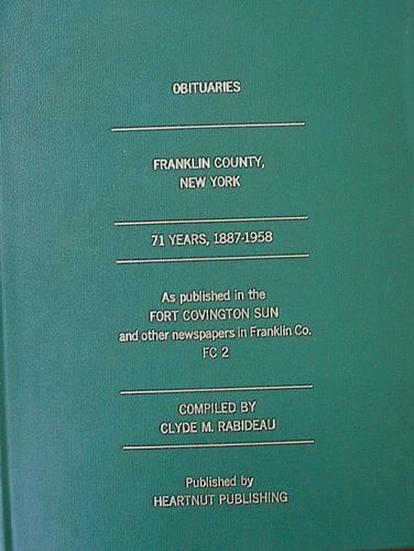 Cover of Obituaries Franklin County, New York, 1887-1958, FC2