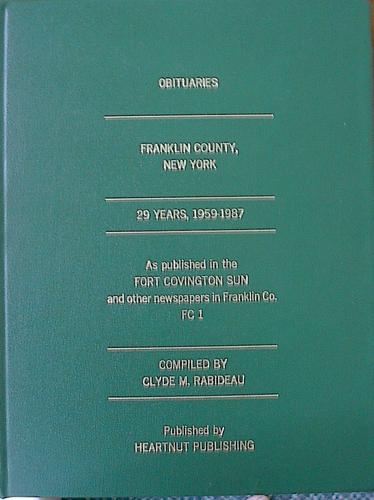 Cover of Obituaries Franklin County, New York, 1959-1987, FC1