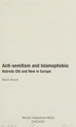 Cover of Anti-semitism and Islamophobia