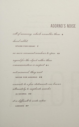 Cover of Adorno's Noise