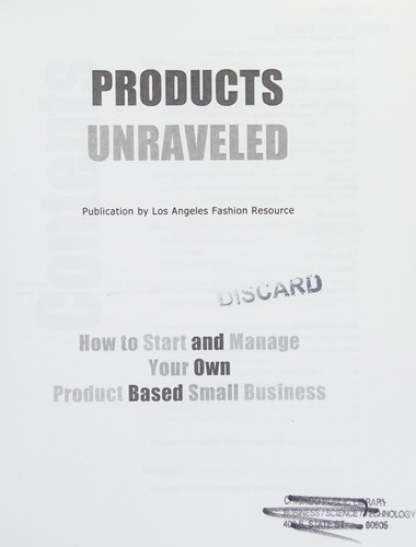 Cover of Products unraveled
