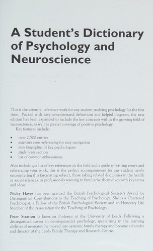 Cover of Student's Dictionary of Psychology and Neuroscience