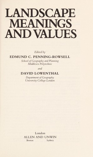 Cover of Landscape meanings and values