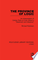 Cover of The Province of Logic
