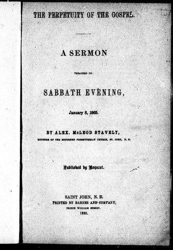 Cover of The perpetuity of the gospel